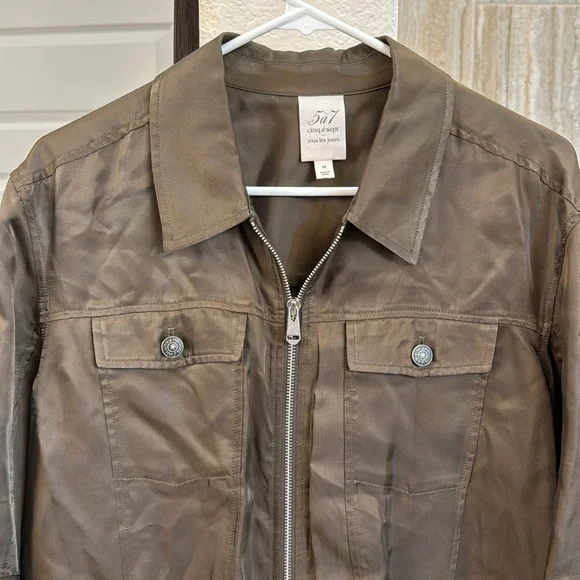 Cinq a Sept Helene Green Zip Peplum Jacket Size Medium - Picture 3 of 14